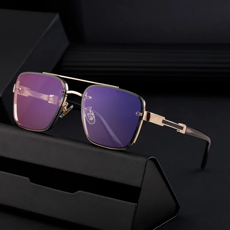 

Square Mens Designer Sunglasses Metal Frame Gradient Luxury Shades UV400 Rectangle Pilot Sun Glasses for Men