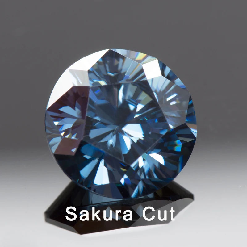 

Moissanite Stones Round Shape Special Sakura Cut Primary Colours Royal Blue DIY Jewelry Making Materials with GRA Certificate