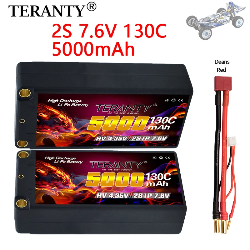 2Pcs TREANTY 2S 5000mAh Lipo battery for remote control car 7.6V 130C, with XT60 plug, used for FPV racing remote control model