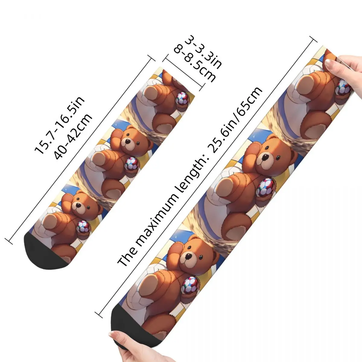 Vintage Soccer Stuffed Men's Socks Teddy Bear Unisex Harajuku Pattern Printed Funny Crew Sock Gift