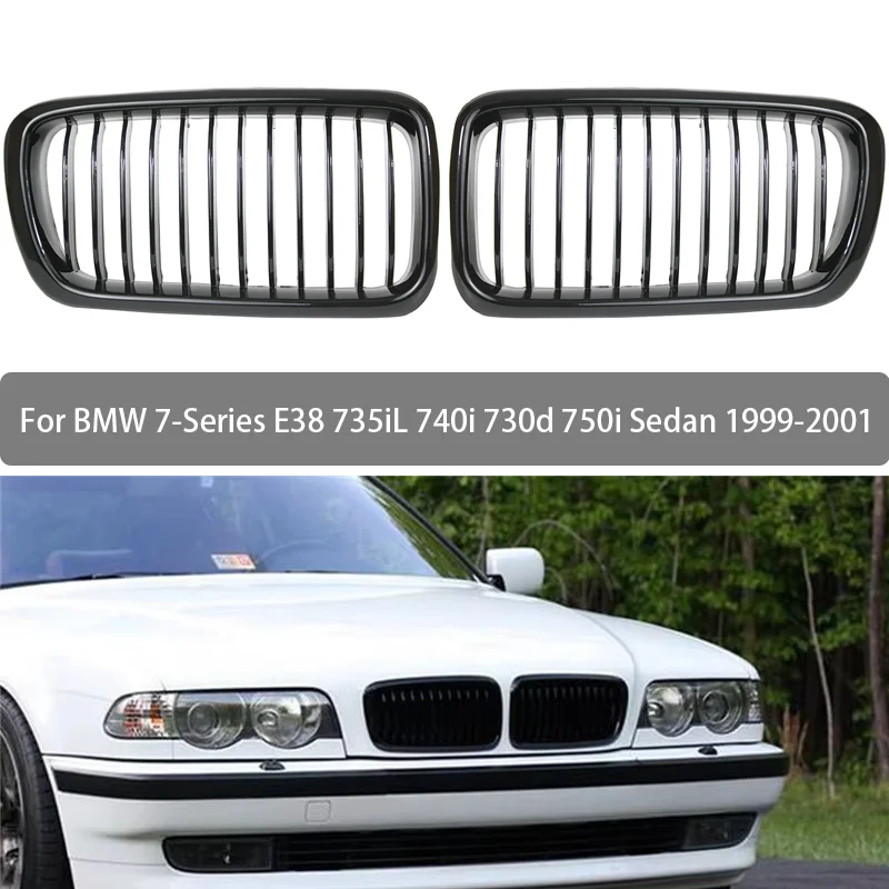 51138125811 Pair Left&Right Front Hood Bumper Grille Kidney Grille For BMW 7-Series E38 735iL 740i 730d 750i Sedan 1999-2001