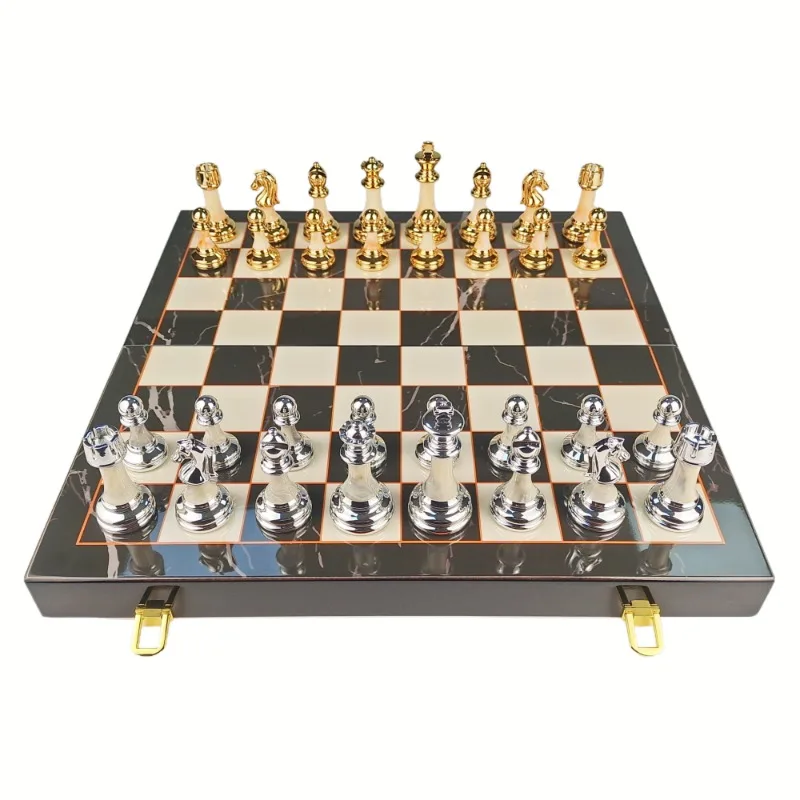 منتج جديد تصميم جديد جودة عالية حار بيع المعادن والرخام رقعة الشطرنج مجموعة شطرنج الرخام عالية الجودة #4