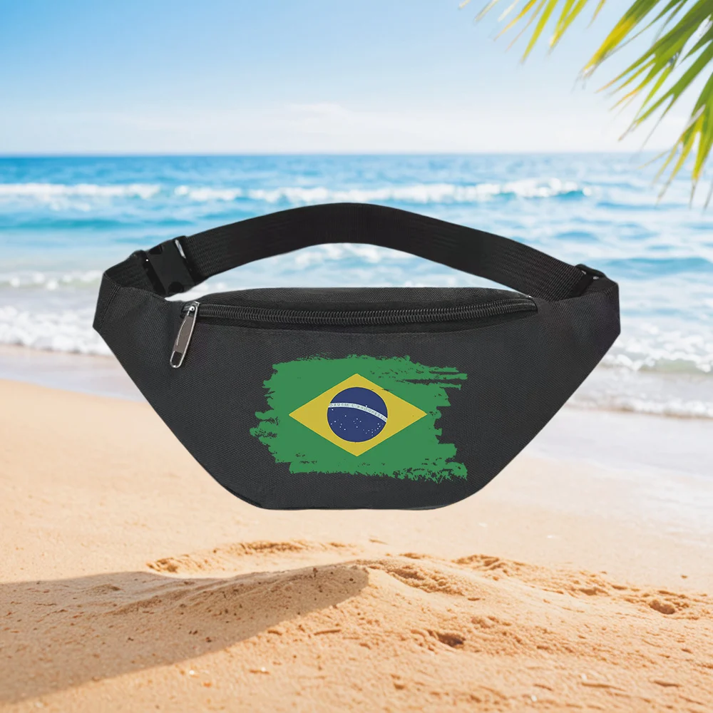 Brazilian Flag Grunge Design Waist Backpack Crossbody Chest Bag Street Casual Sporty Fashionable Simple Unique Printed Design