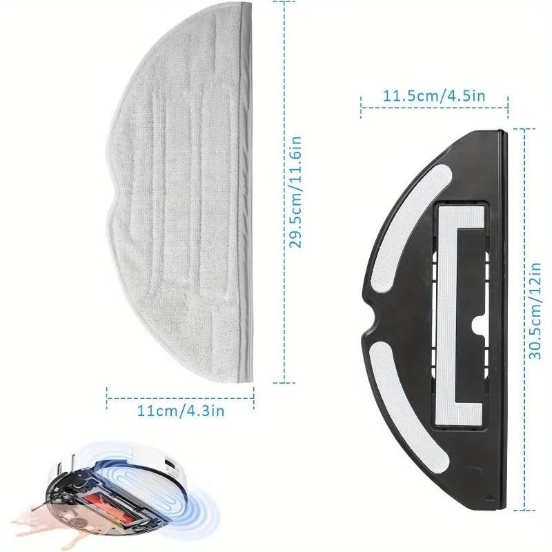 Picture 6: Suitable for Roborock Sweeping Robot Mop Holder S8/S8+/S8 Pro Ultra/S7 All Series Replacement Cleaning Cloth + Snap-On Holder Microfiber Mop Anti-Scratch Base Plate Efficient Mopping Component Sweeping Robot Accessory Upgrade Kit