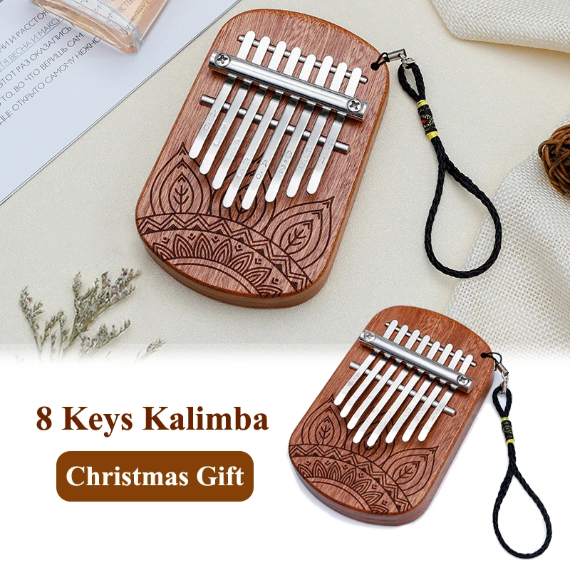 

Mini Finger Thumb Piano 8 Keys Kalimba With Accessories Sapele Wooden Keyboard Musical Instruments Christmas Gifts For Beginner