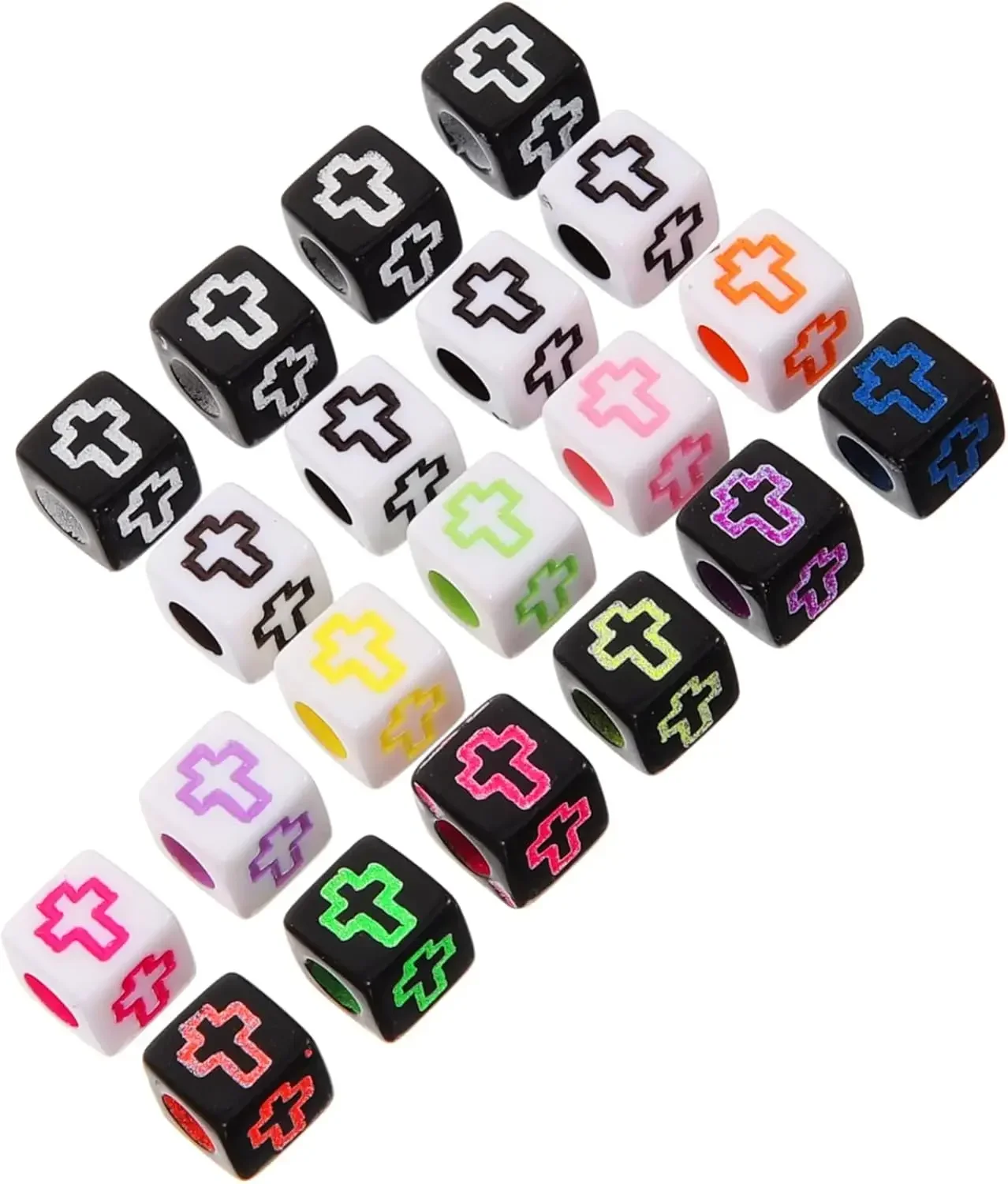 100/200/300/500PCS Mixed Acrylic Cross Beads Multicolor Loose Spacer Beads For Jewelry Making DIY Bracelet Necklace Accessories
