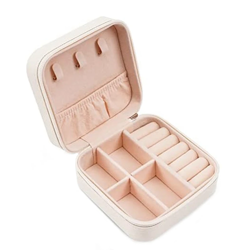 

Small Travel Jewelry Boxes, Portable Jewelry Organizer Display Storage Boxes For Earrings,Rings,Necklaces,Jewelry Boxes White