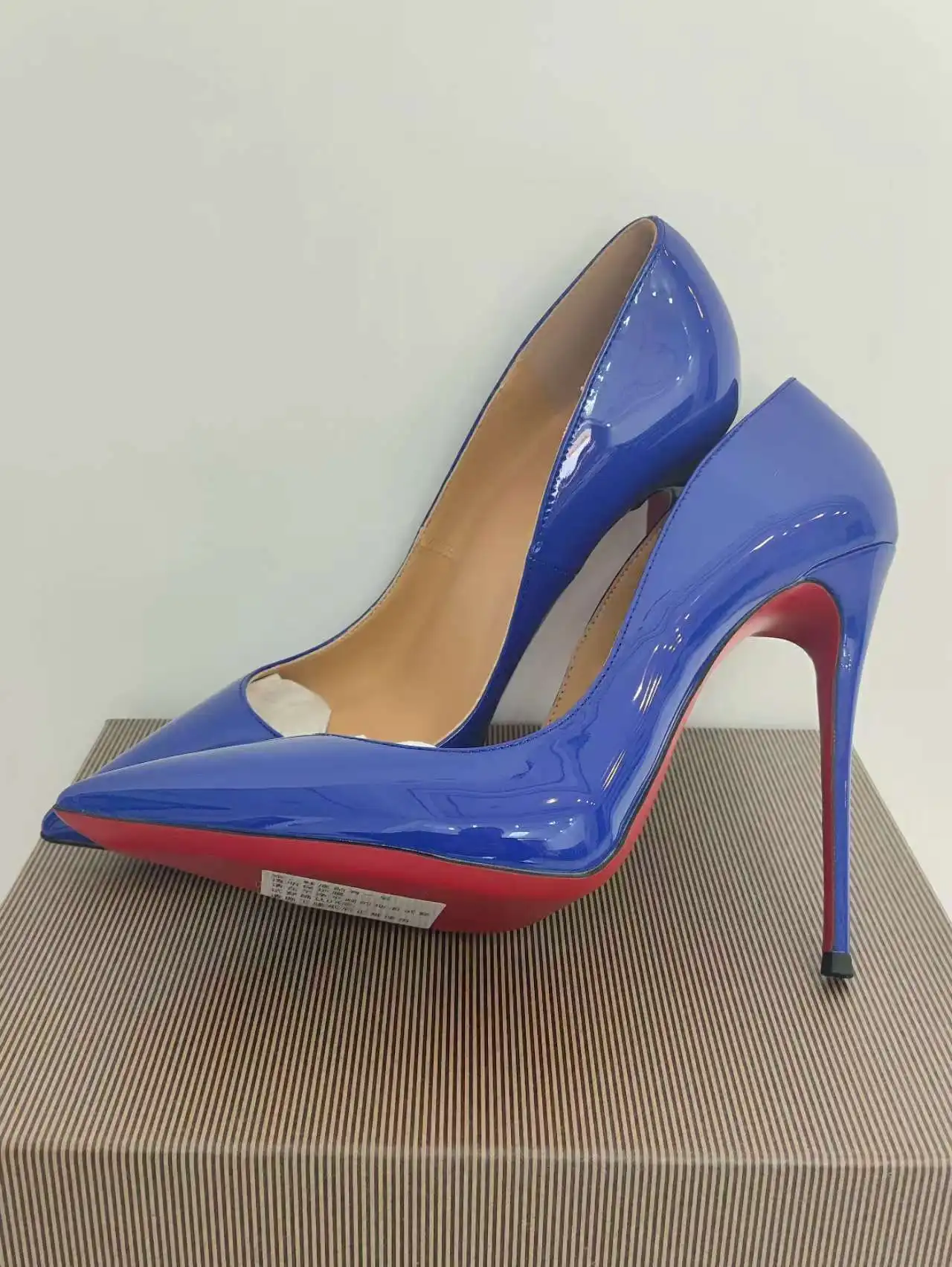 Sizes 48 Classic Style Women Patent Pointed Toe Slip On 12cm High Heel Shoes Elegant Ladies Plain Stiletto Pumps Black Red White