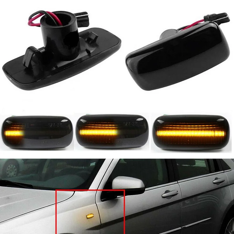 2Pcs Smoked Dynamic LED Side Marker Turn Signal Lights For Jeep Patriot Compass Liberty Grand Cherokee Car Accessorier