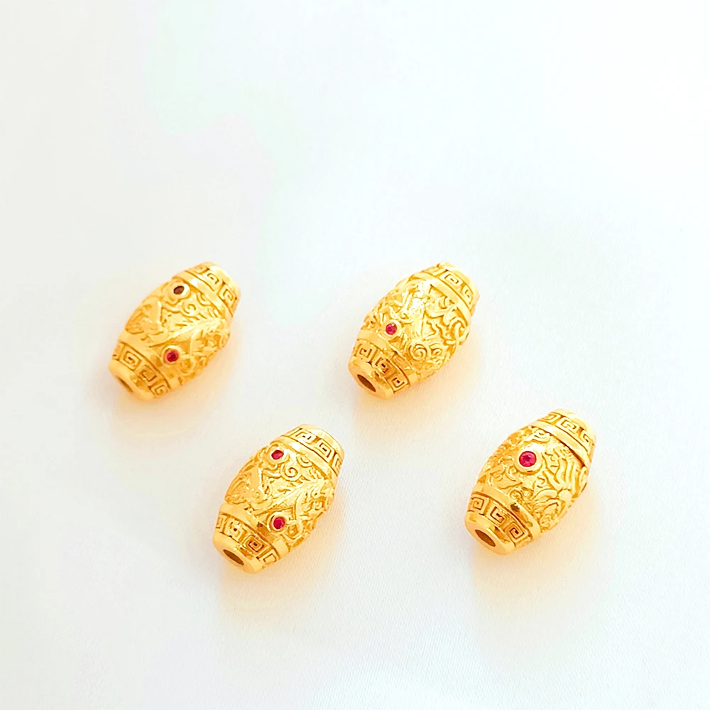 Brass Plated with Genuine Gold Hollow Out Zircon Inlaid Spacer Beads DIY Makes Pearl Jewelry Necklace Bracelet Accessories