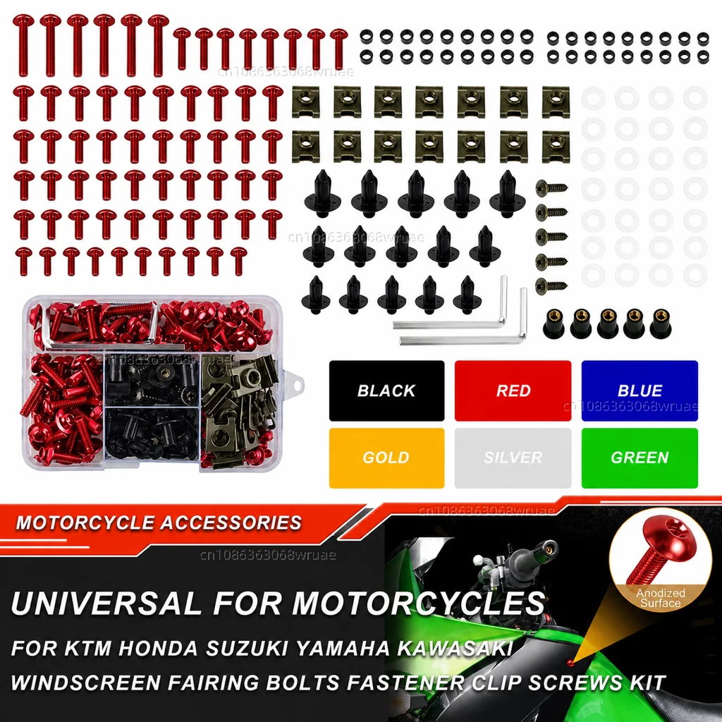 195PCS Motorcycle Windscreen Fairing Bolts Fastener Clip Screws Kit For SUZUKI GSXR 600 750 1000 K1 K2 K3 K4 K5 K6 K7 K8 K9 K10