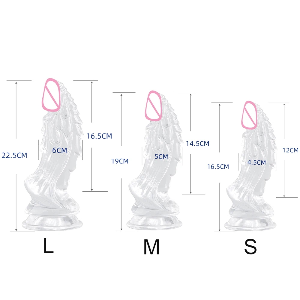 S/M/L Anal Plug Clear Dragon Monster Dildo Whit Suction Cup Sex Toys For Women Men Anus Beginner Big Penis Huge Buttplug Adult