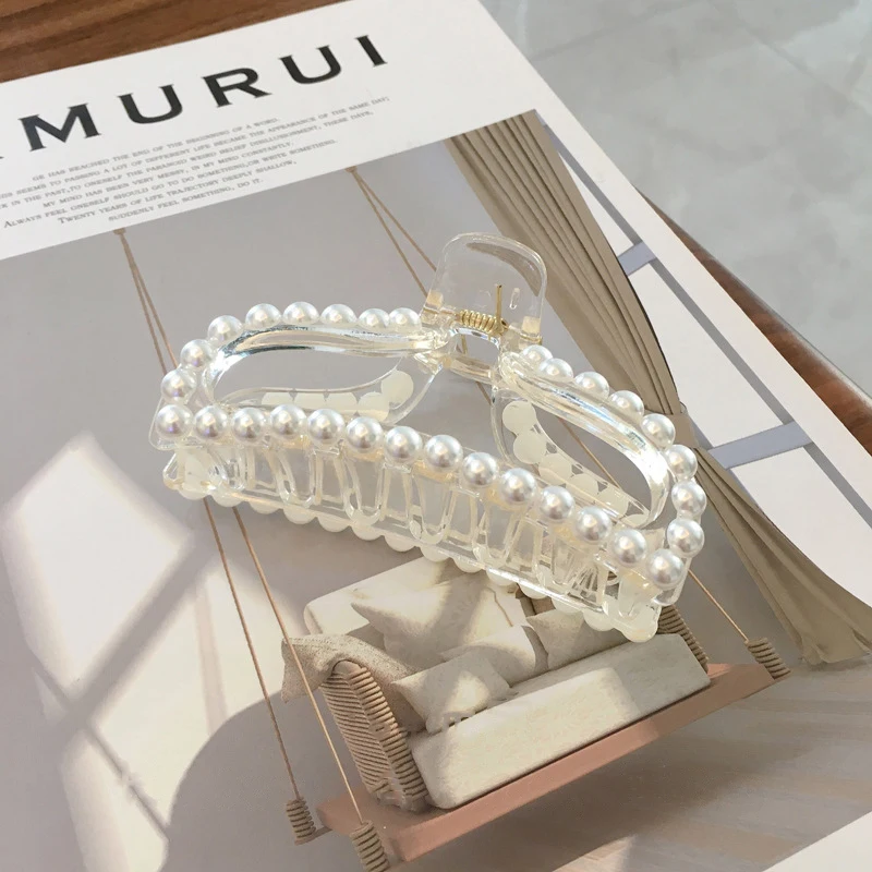 Große Perlen-Haarspange für Damen, elegante transparente Haarspange im Hai-Design für dickes Haar, Haarspangen für Mädchen, Hochzeits-Haaraccessoires – Detail 20