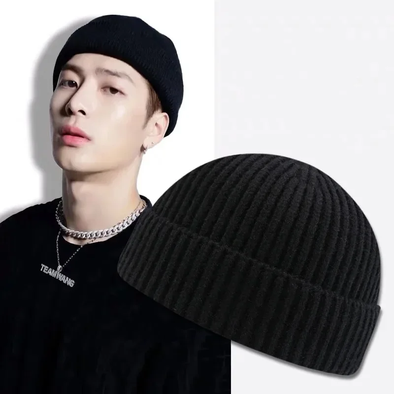 Slim Fit Fisherman Beanie Men Women Elastic Rib Knit Short Skull Cap Solid Basic Color Windproof Daily Streetwear Headwear