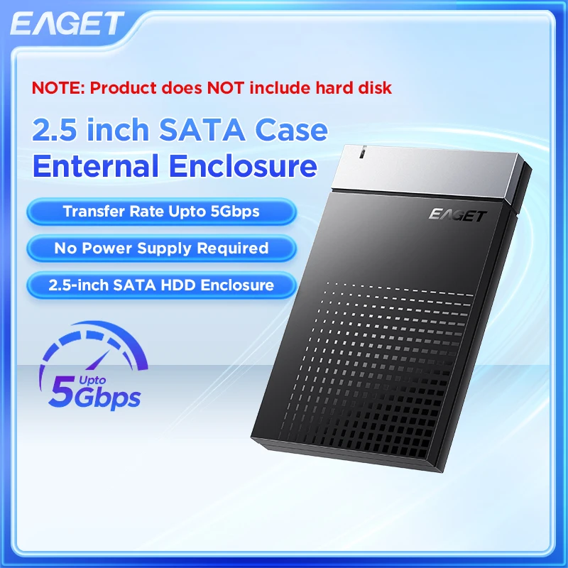 Eaget HDD 케이스 PC용 외장 하드 드라이브 박스, 2.5 인치, 5Gbps SATA-USB C 3.2 Gen 1 HD 외장 HDD 인클로저 