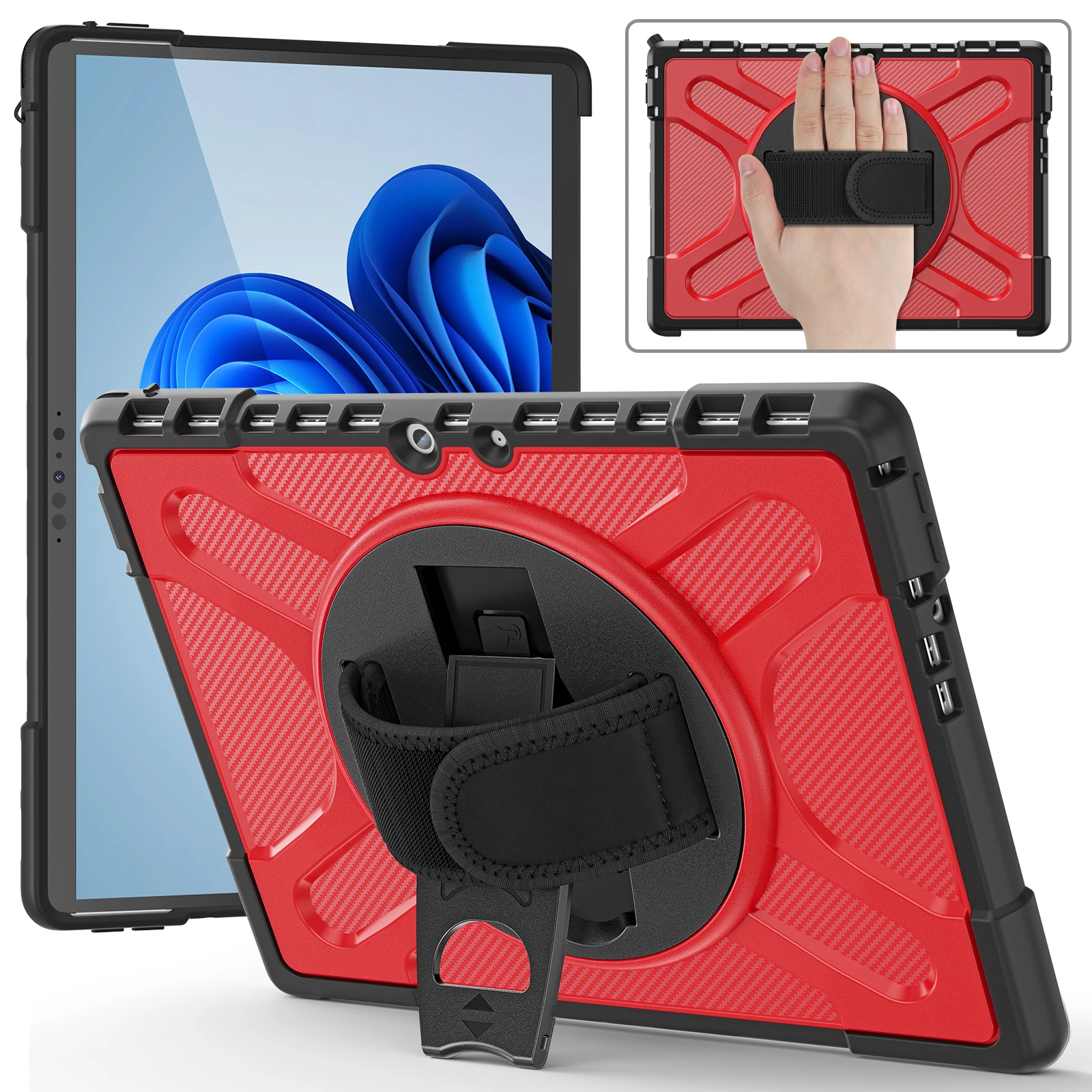 

For Surface Pro 9 Kids Tablet Case Rotation Handle Stand Shockproof Stand Cover for Surface Go 6 8 7 Plus