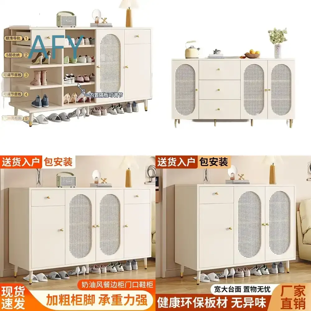 French Household Door Shoe Rack for Wall Mounted Side Entry Integrated Large Capacity Organizer for Home Hallway Closet