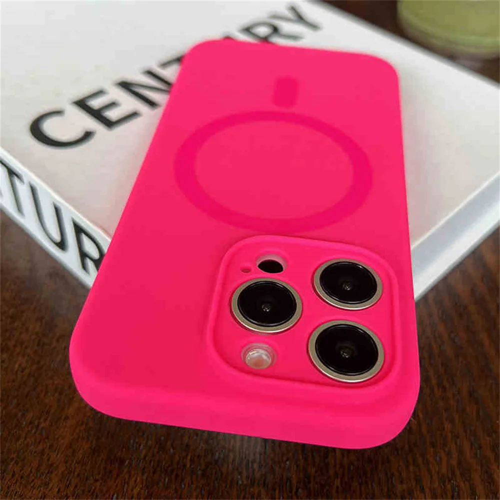 Luxury Fluorescence Bright Color Magnetic Liquid Silicone for Magsafe Case For iPhone 17 Air 16 15 14 13 Pro Max Plus Soft Cover