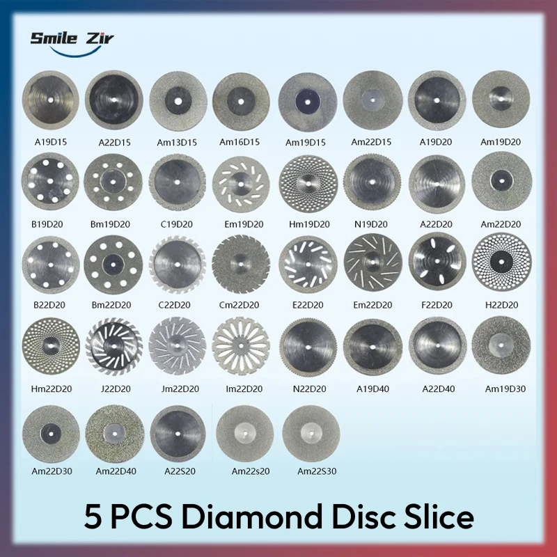 5pcs Dental Diamond Disc Disk 0.25mm Extra-thin Double Sided Grit Cutting Disc Thickness Dental Lab Dentist Polisher Machine