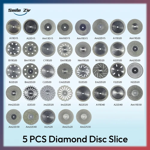 Imagen 2 del producto Disco de diamante Dental de 5 uds., 0,25mm, disco de corte de grano Extrafino de doble cara, espesor, máquina pulidora de dentista de laboratorio Dental