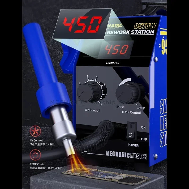 Паяльная станция MECHANIC 957DW Станция для распайки Двухвировая паяльная станция горячего воздуха Быстрый нагрев для основной платы Оловянный припой