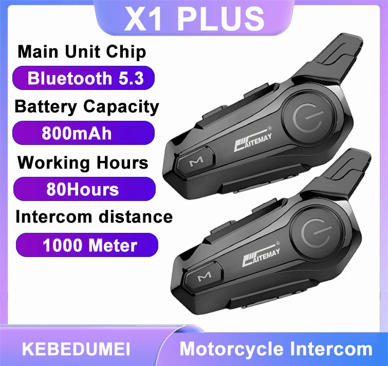 

1/2 шт. Bluetooth-гарнитура для мотоциклетного шлема, интерком для 2 райдеров, 1000 м, беспроводной интерфон для мотоцикла, громкая связь