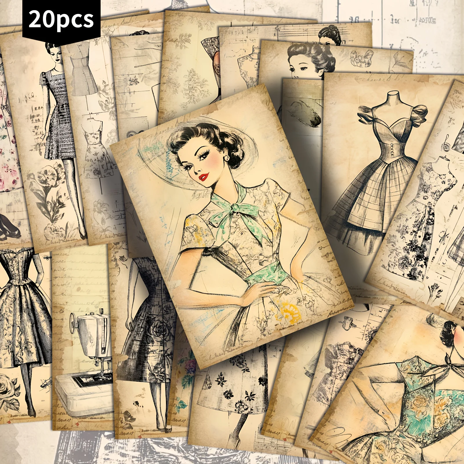 20PCS Retro Postcard Set - Women's Exclusive, Includes Classic Girl Art, Collected Decorative Cards, Suitable for Scrapbooks