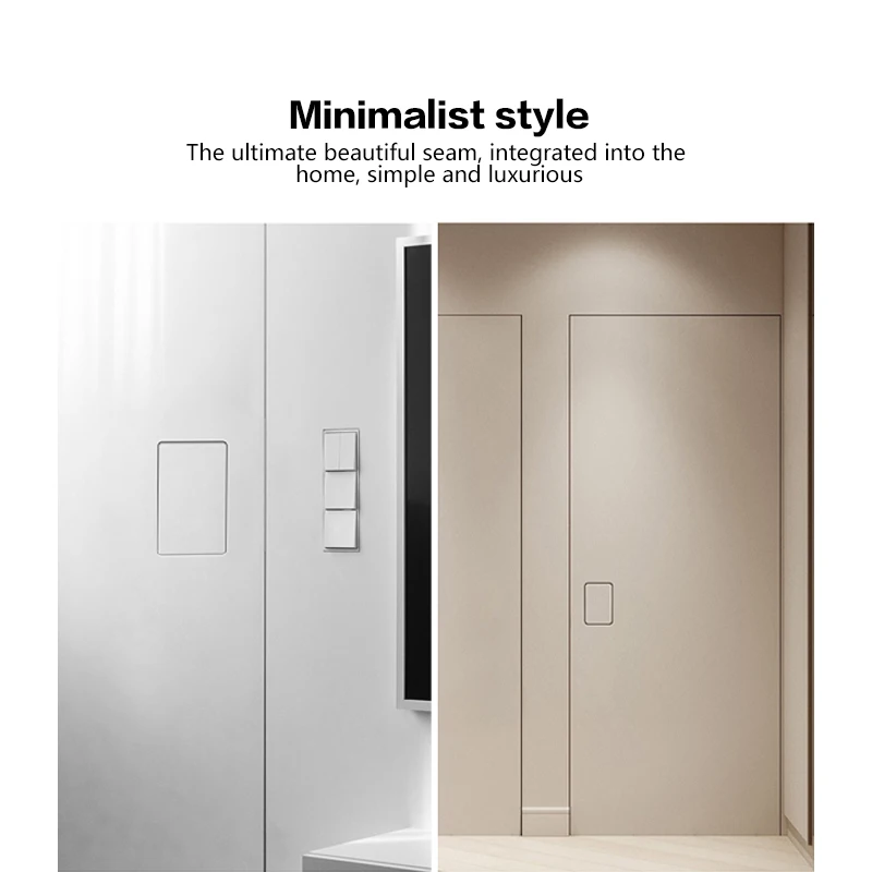 Fechadura de porta invisível sem alça, parede de fundo, dupla face, push-to-open, fechadura magnética interna, anti-bloqueio, fechadura escondida