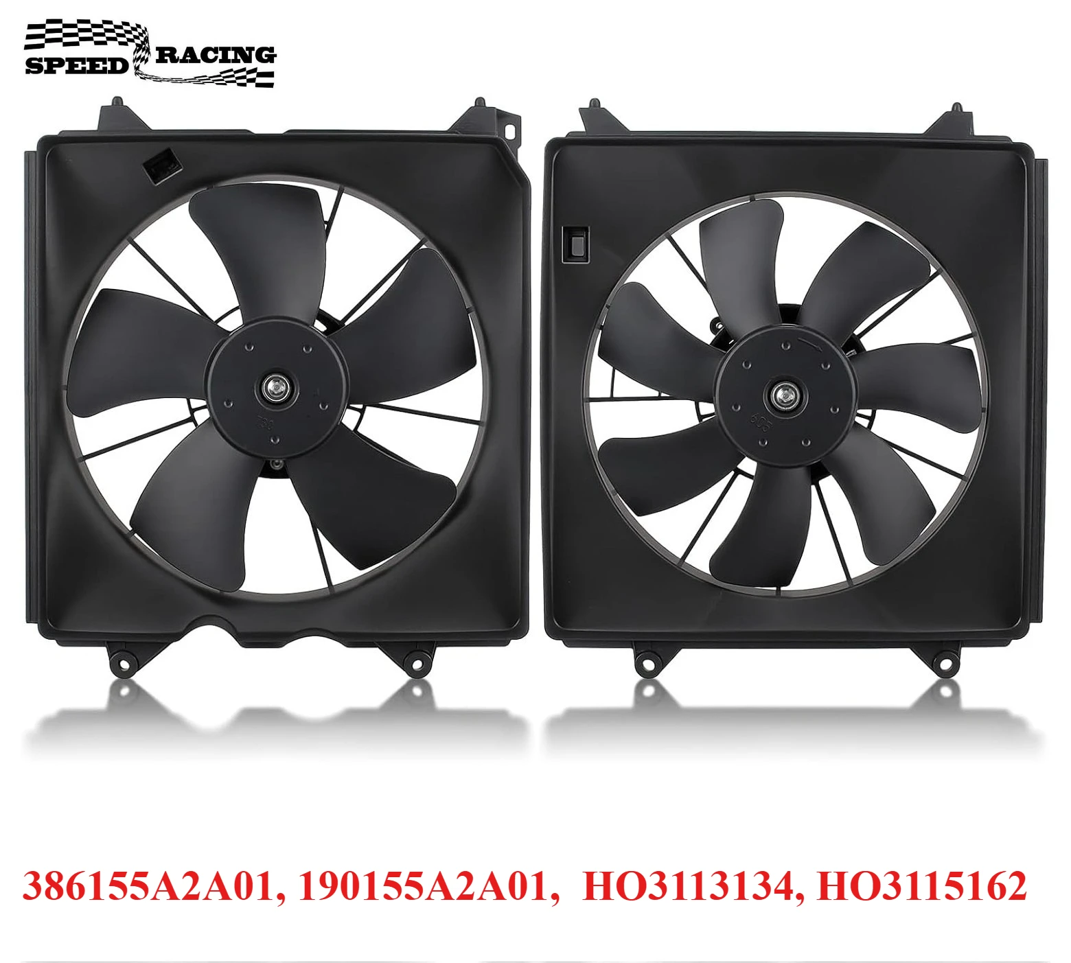 386155A2A01, 190155A2A01, 190155A2A01-PFM 2PCS AC Condenser Radiator Cooling Motor Fan for 2013-2017 Honda Accord Touring