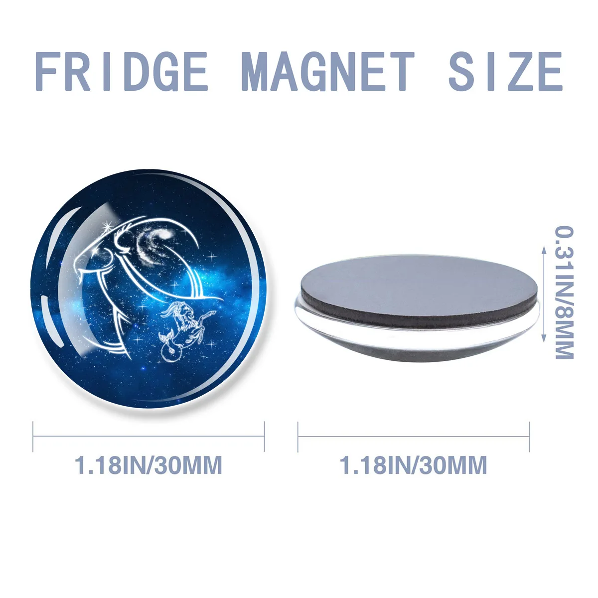 1PC 30MM Blue 12 Constellations Pattern Glass Fridge Magnet Creative Refrigerator Magnetic Decoration Gift