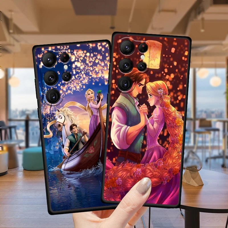 Tangled Rapunzel Cartoon For Samsung Galaxy S24 S23 S22 S21 S20 FE S10 S10E Plus Ultra Pro Lite 5G Black Cover Phone Case