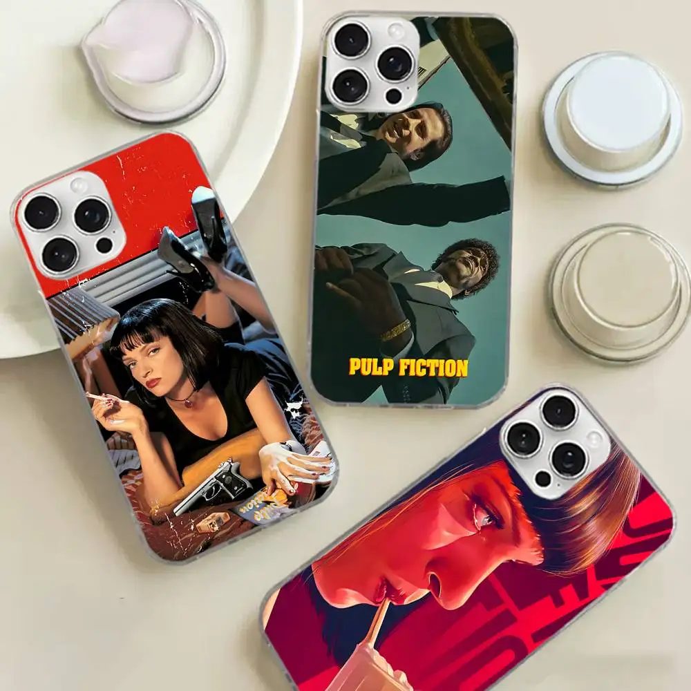 Movie P-Pulp F-FictionS Phone Cover For iPhone 17 16 15 14 13 12 11 Plus Pro Max Satin Colorful Glossy Case