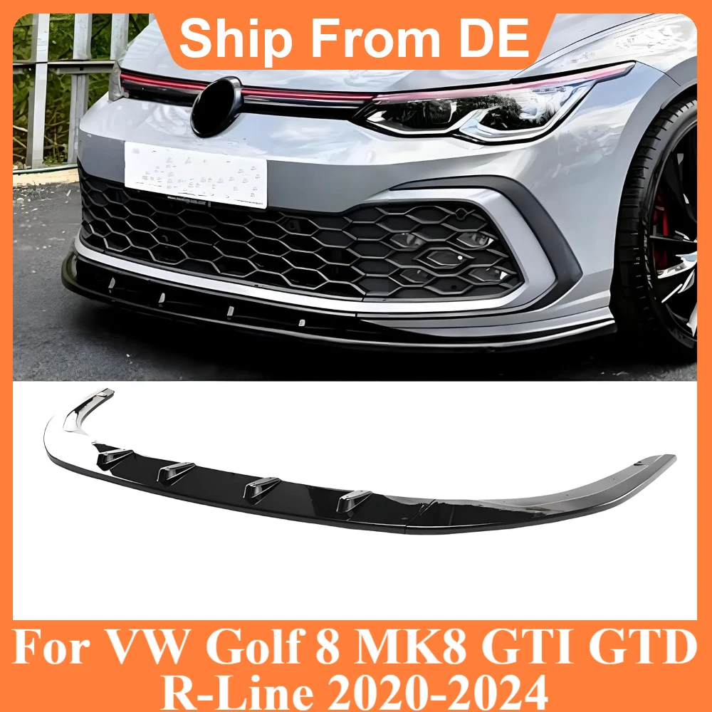 Frontspoiler für VW Golf 8 MK8 GTI GTD R-Line 2020-2024 Maxton-Stil Frontstoßstange Spoiler Splitter Lippe Diffusor Schutz Karosserie-Kit