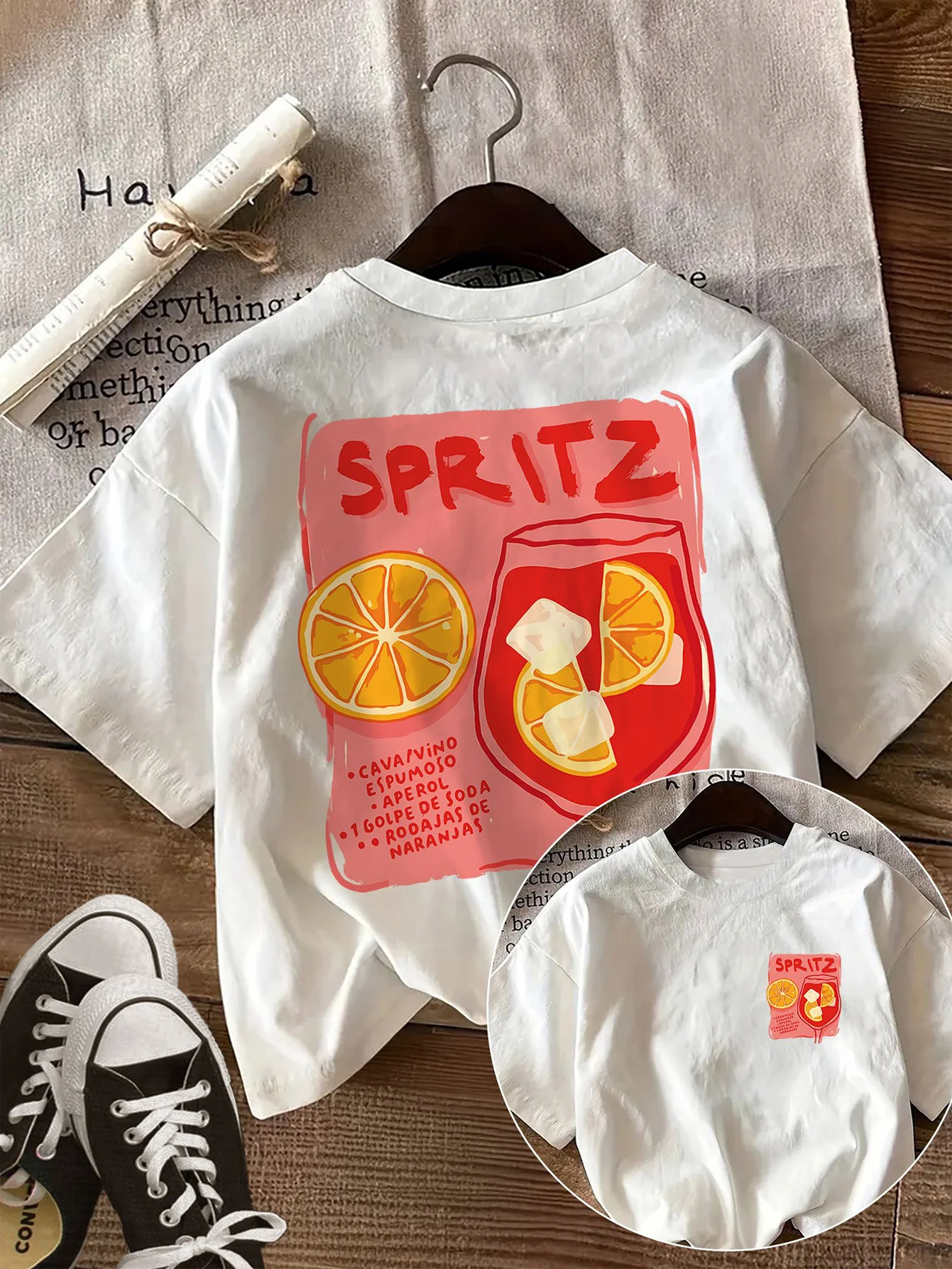 Camiseta con gráfico de la receta de Aperol Spritz para mujer, camiseta a juego para madre e hija, camiseta de verano con diseño de cóctel naranja, ropa Harajuku para mujer, Tops