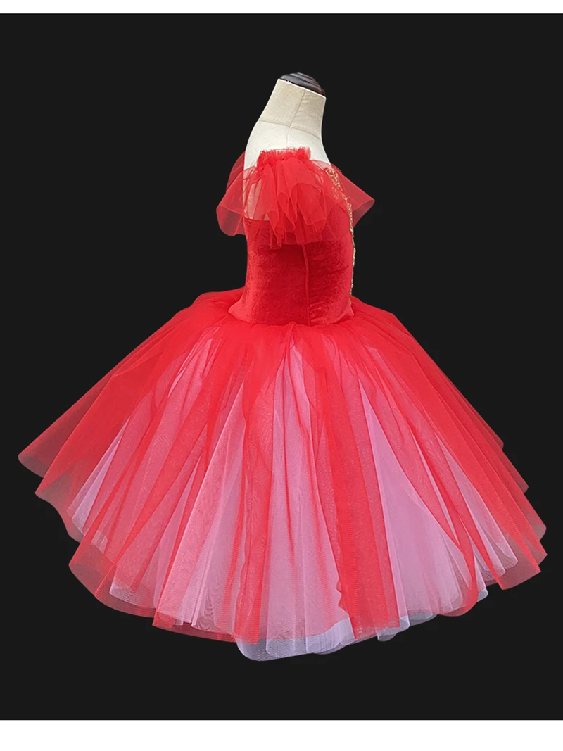 Vestido de balé azul vermelho, saia longa de dança para adultos e crianças, trajes profissionais de barriga, saias tutu, roupa de balé para meninas e mulheres