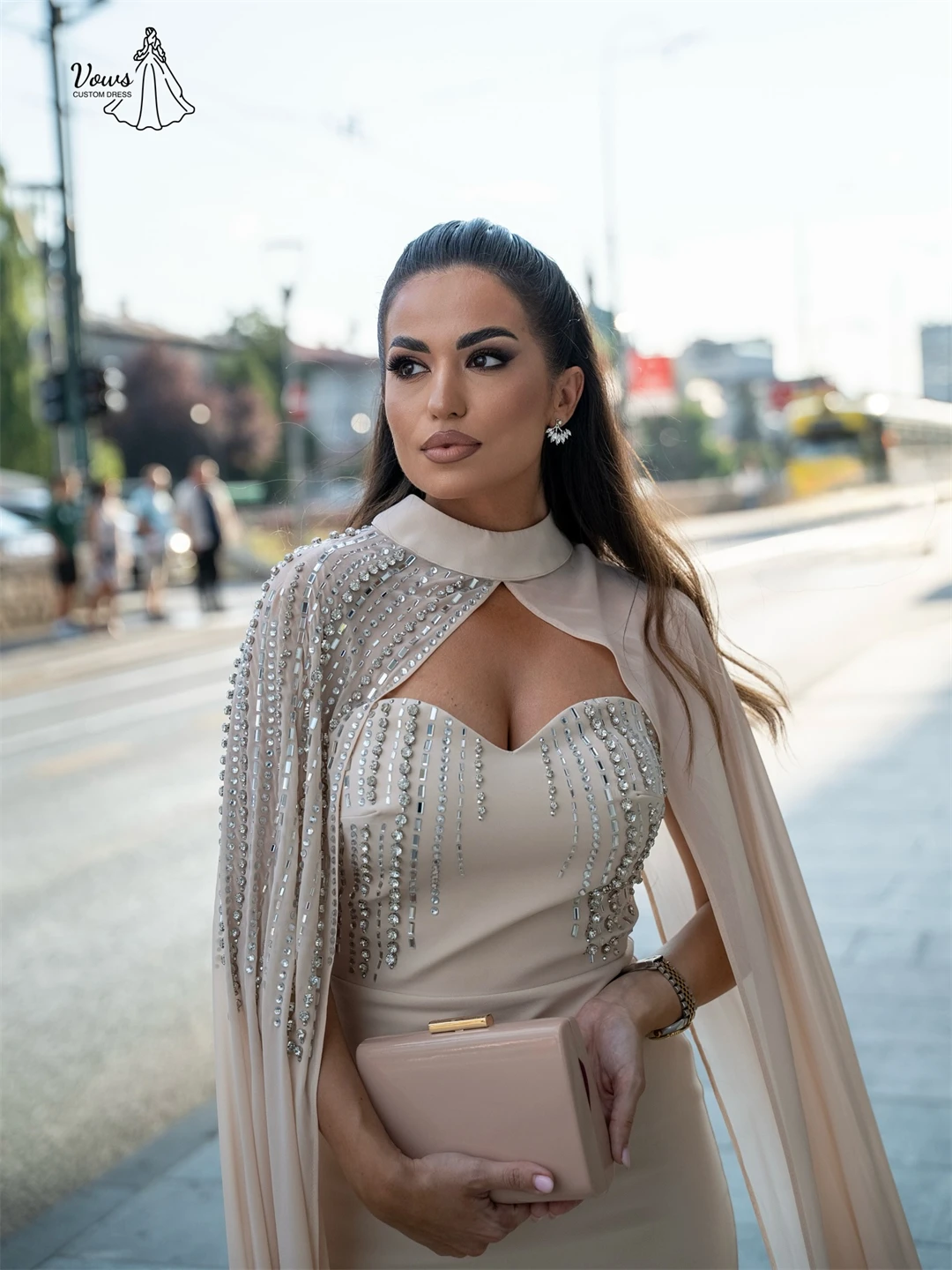 특별한 행사용 웨딩드레스, 피쉬테일 스커트 럭셔리 프롬 드레스 2025 맞춤 제작 리본 비즈 자수 고급 파티 드레스