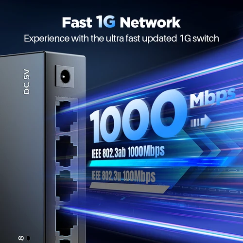 Imagen 2 del producto AMPCOM-conmutador de red Gigabit de 1000Mbps, conmutador inteligente Ethernet de 5 y 8 puertos, concentrador RJ45 de alto rendimiento, divisor de Internet