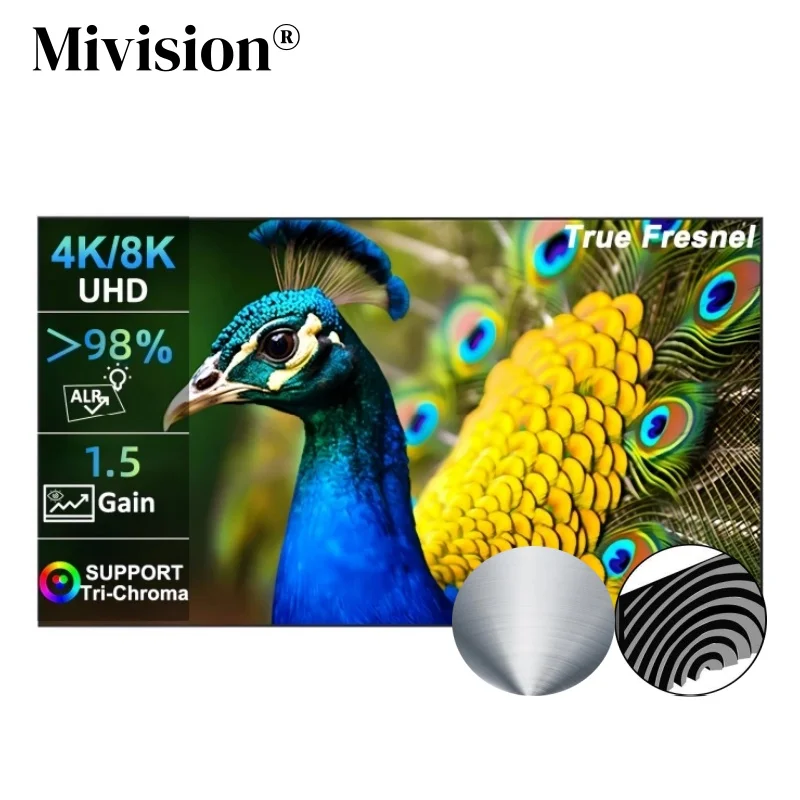 PET Fresnel ALR 150 Inch Projection Screen for UST Laser Projector Ambient Light Rejecting Fixed Frame Foldable Screen 16:9 8K