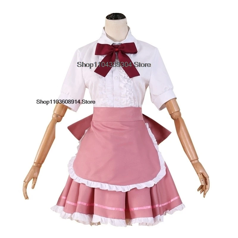 Anime Chobits Chi Costume Cosplay Parrucca Chi Abito da cameriera rosa Accessori Lolita Donna Sexy Kawaii Abito da festa di compleanno di Halloween