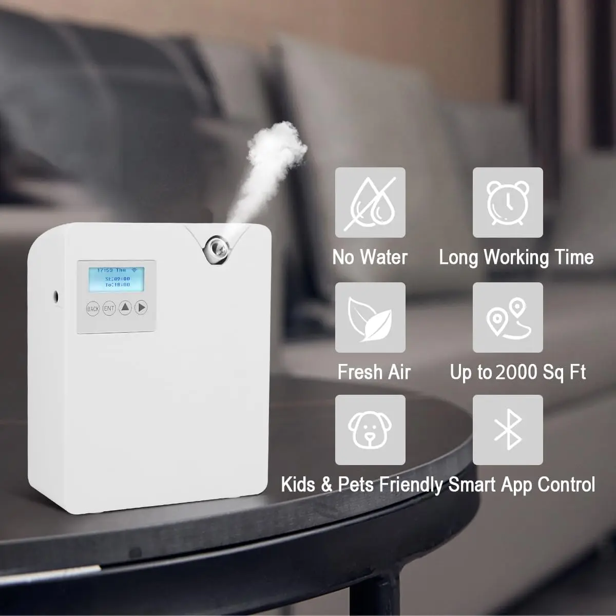 

Smart Scent Air Machine for Home, Bluetooth & WiFi Hotel Scent Diffuser with Cold Air Tech, 300ML Waterless Essential