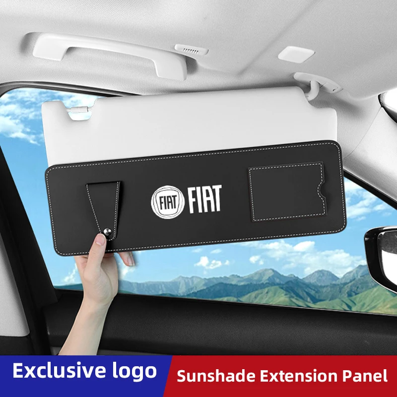 Auto-Sonnenblenden-Erweiterungspanel für Fiat 500 Punto Panda Freemont Uno, blendfreier UV-Sonnenschutz, Kartenhalter, Brillenhalter, Schlüsselanhänger