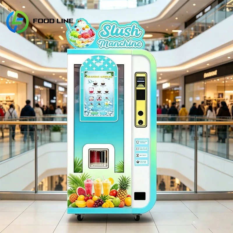 Smoothie Vending Machine Commercial Frozen Fruit Smoothie Maker Slush Machine Touch Screen LED for Mall Airport Customized