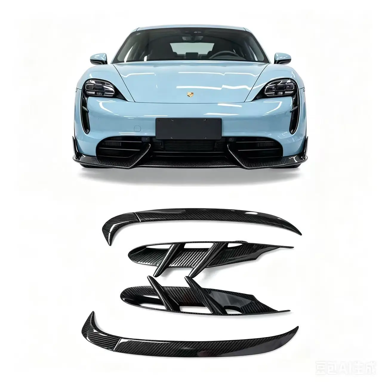 ReaI Carbon Fiber Car Front Bumper Air Vent Wind Knife Car Accessories Body Kit  For Porsche Taycan