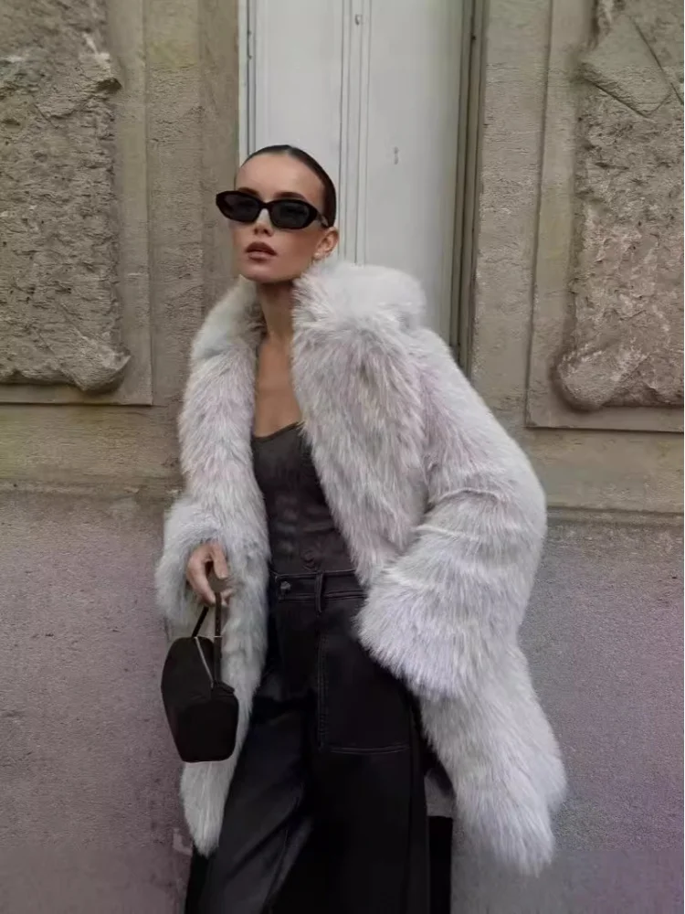 Women's Luxury Faux Fur Coat，2025Classic Mid-Length Warm Jacket，Super Warm Cotton Jacket