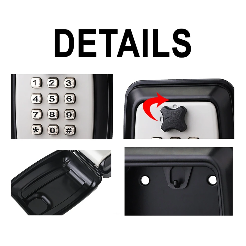 Waterproof Wall Mounted Key Safe Box Metal Anti-theft Combination Password Lock Key Storage Homestay Office Home Indoor Outdoor