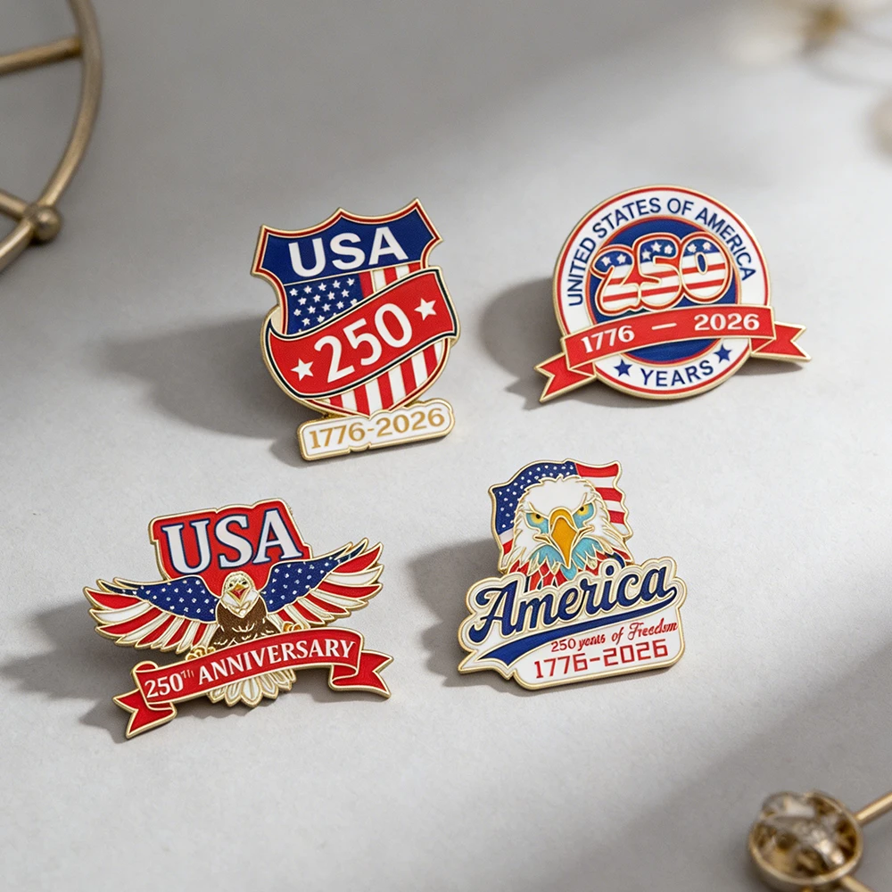 Patriotic Enamel Pins 250th Anniversary Set of Four