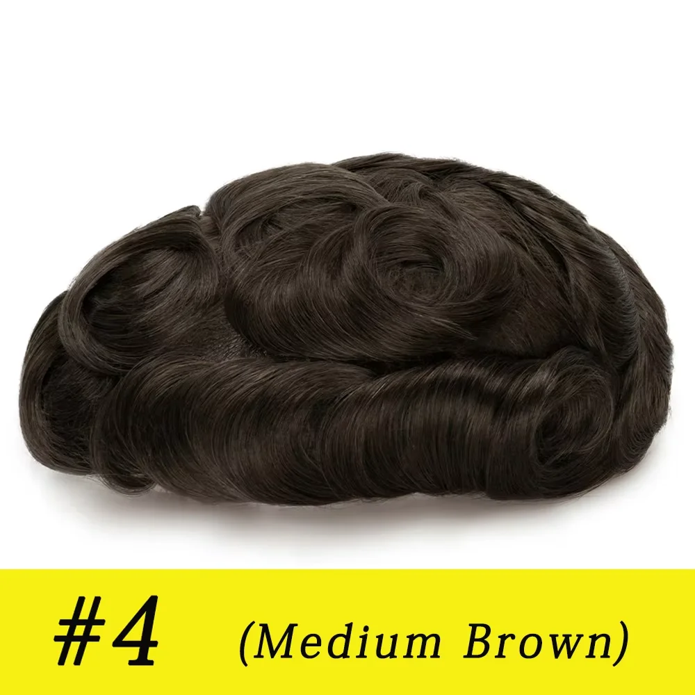 Seraphicwig Toupee Human Hair toupee for men 0.03mm PU Skin Silicone toupee Hair prosthesis hair replacement system Gents hair piece Wavy hair piece for man 10x8