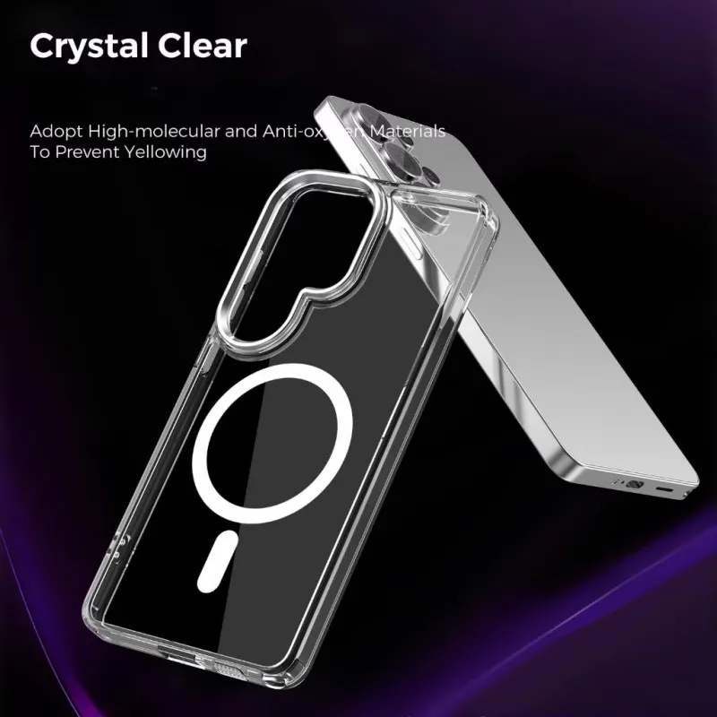 Funda para Samsung Galaxy S26 S25 S24 S23 S22 S21 Ultra, Carcasa Híbrida Magnética Transparente HD, Antiamarillamiento, Carga Inalámbrica, Resistente a Golpes
