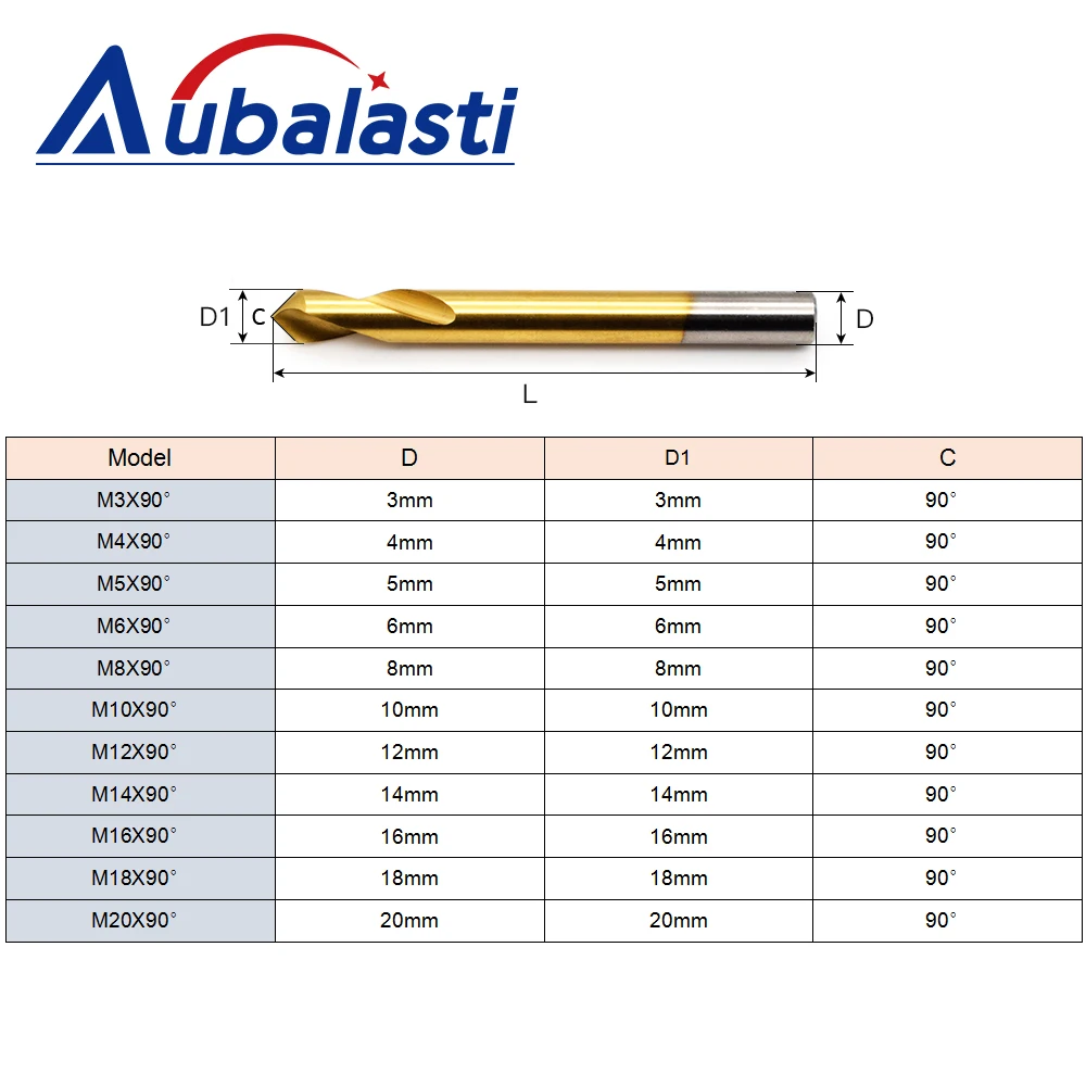 Aubalasti 90 Degree Center Drill Tungsten Carbide Point Drill Centering Positioning Drill Tool Chamfer Drill