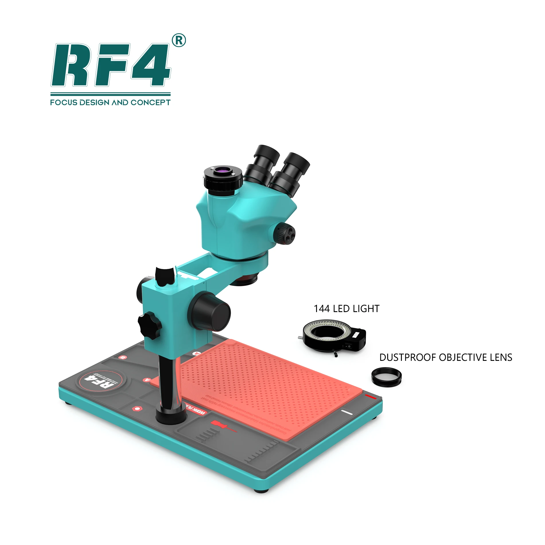 RF4 7-50X Zoom obserwacja praktyka stomatologiczna laboratorium przemysłowe naprawa telefonu komórkowego mikroskop Stereo RF7050TVP-PO2